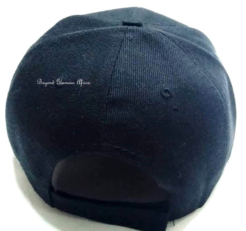 A black baseball cap with a relaxed fit typically features a casual and comfortable design suitable for everyday wear.