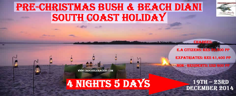 Pre-Christmas Bush &amp; Beach Diani South Coast Holiday