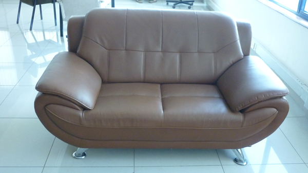 Faux Leather Sofa - Light Brown