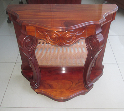 Decorative hand-carved wood console