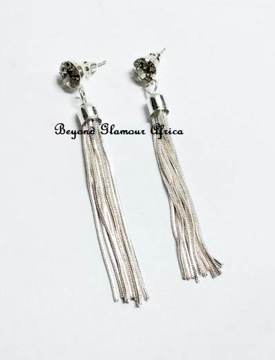 Women's silver tassel earrings elegant and stylish