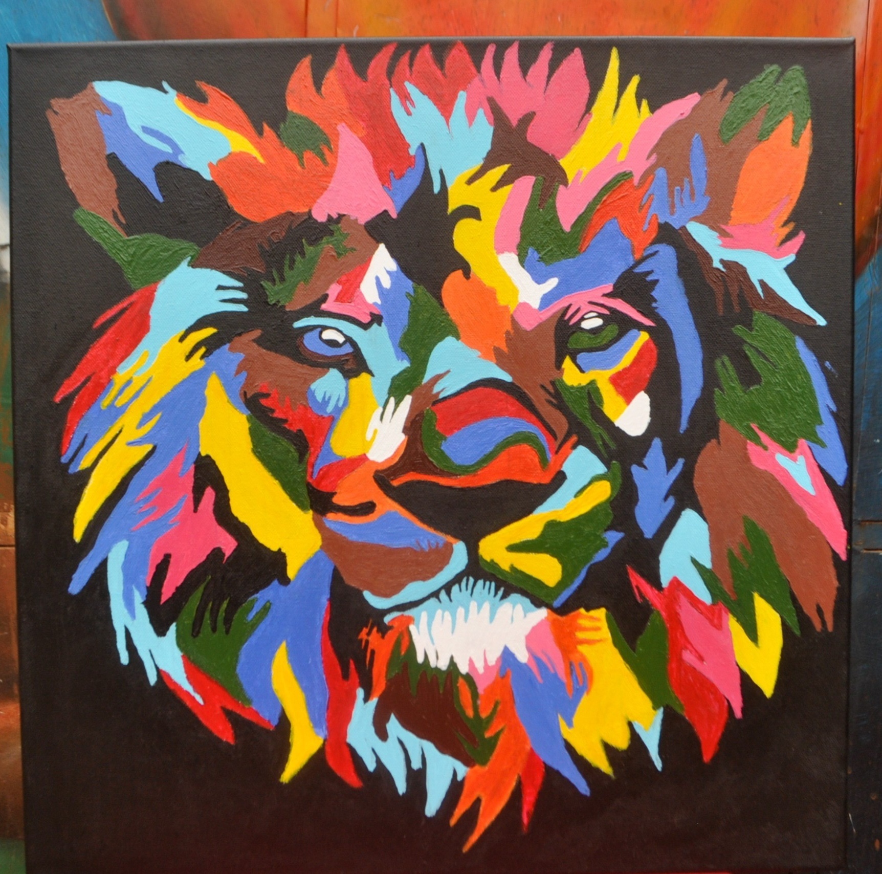 Lion on Canvas painting on sale