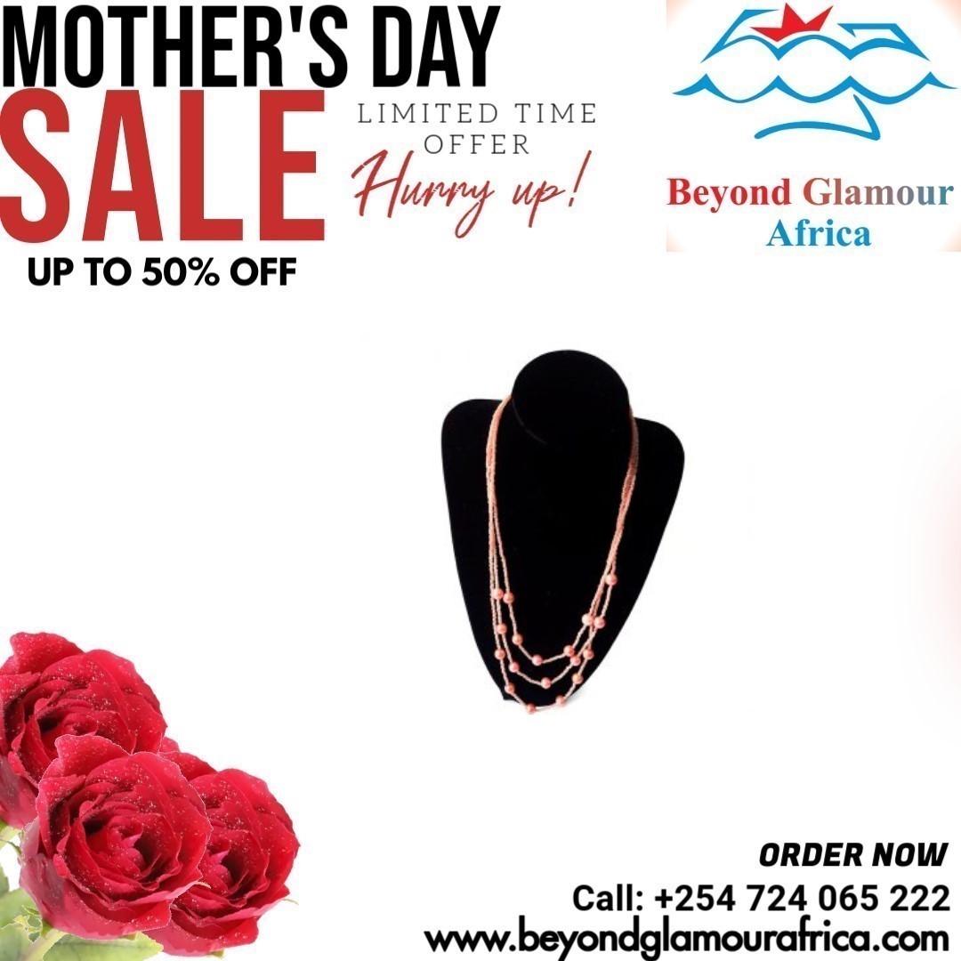 Women's pink pearl strand necklace very fashionable to have.