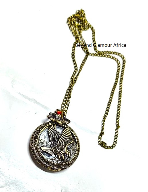 brass eagle-decorated pocket locket watch