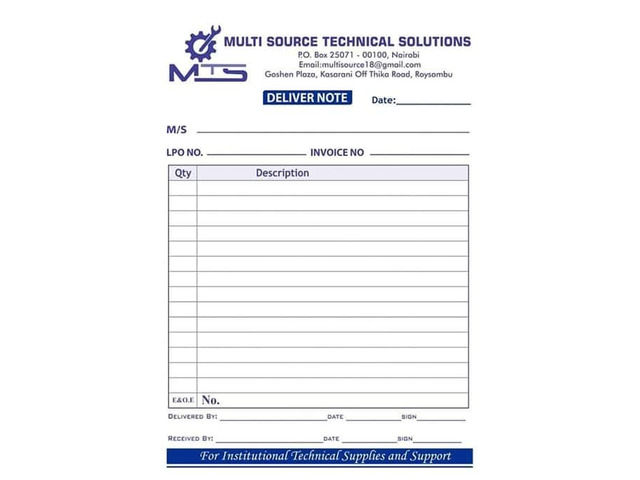 Receipt Books /Delivery Books /Invoice Books Printing