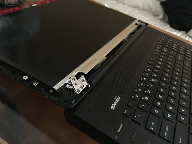 We repair broken hinges of a laptop screen
