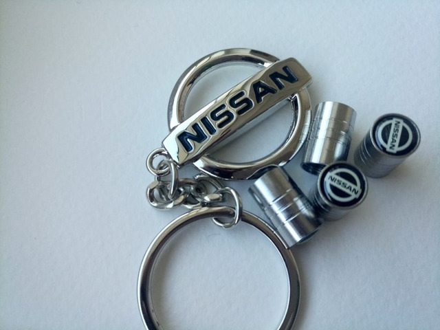 Branded Car styling Car Wheel Tire Valves (4pcs) + Key Chain