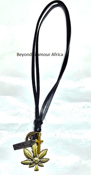 beautifully crafted leather cord, adorned with a unique plant sign decoration