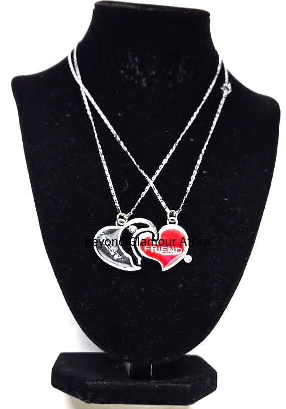 Red and Black Best Friend Decorated Double Chain
