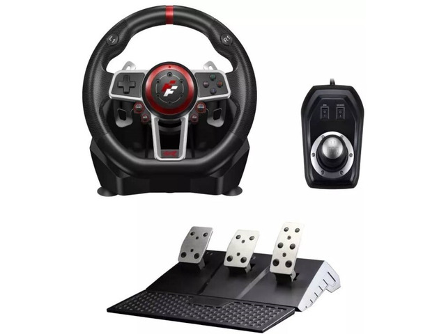 Suzuka 900R racing wheel set with Clutch pedals and H-shifter for Xbox, Xbox 360, PS3, PS4, Wii, PC
