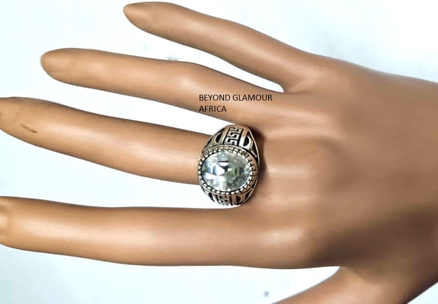 silver thick band metallic ring for men