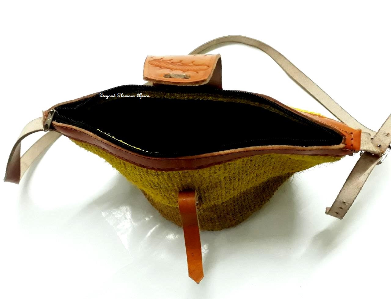 exquisite brown and yellow handwoven kiondo