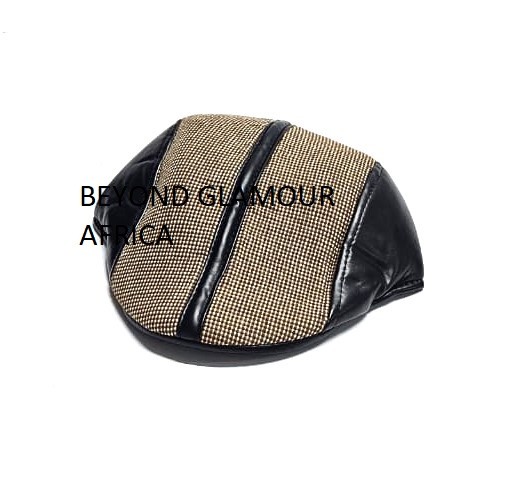 striking black and brown newsboy cap