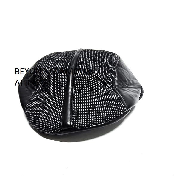 black checked newsboy cap