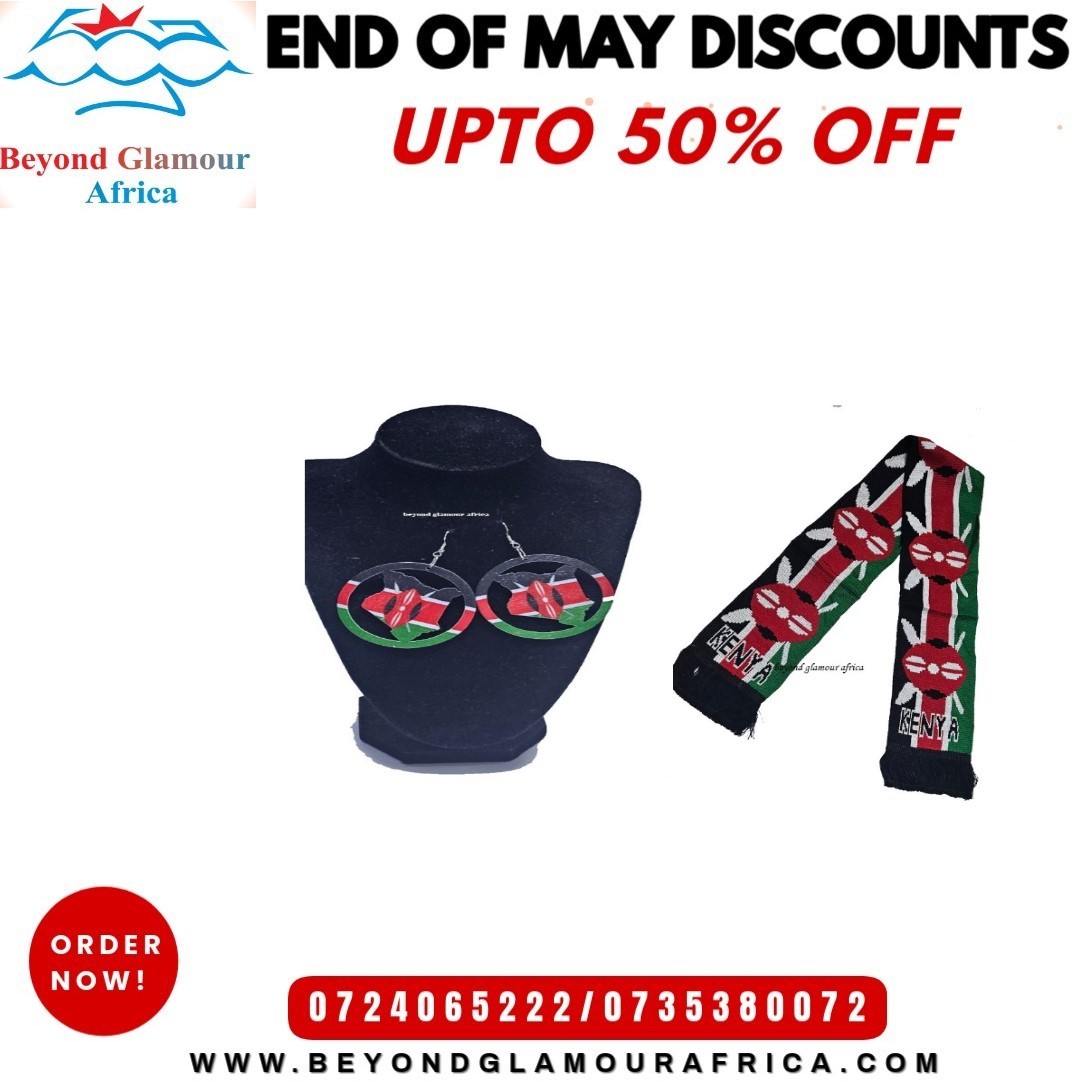 A Kenyan scarf and a matching Kenyan earrings combo