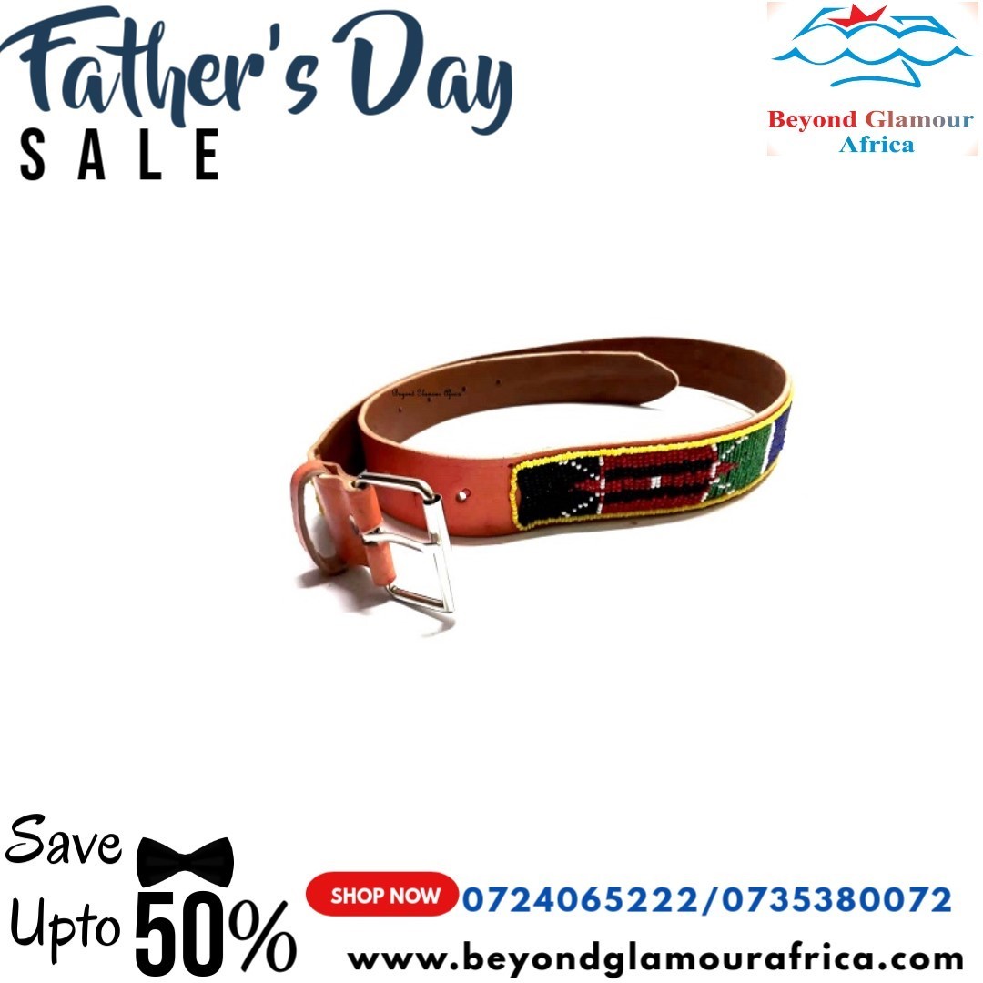 Brown maasai beaded leather belt very fashionable to have