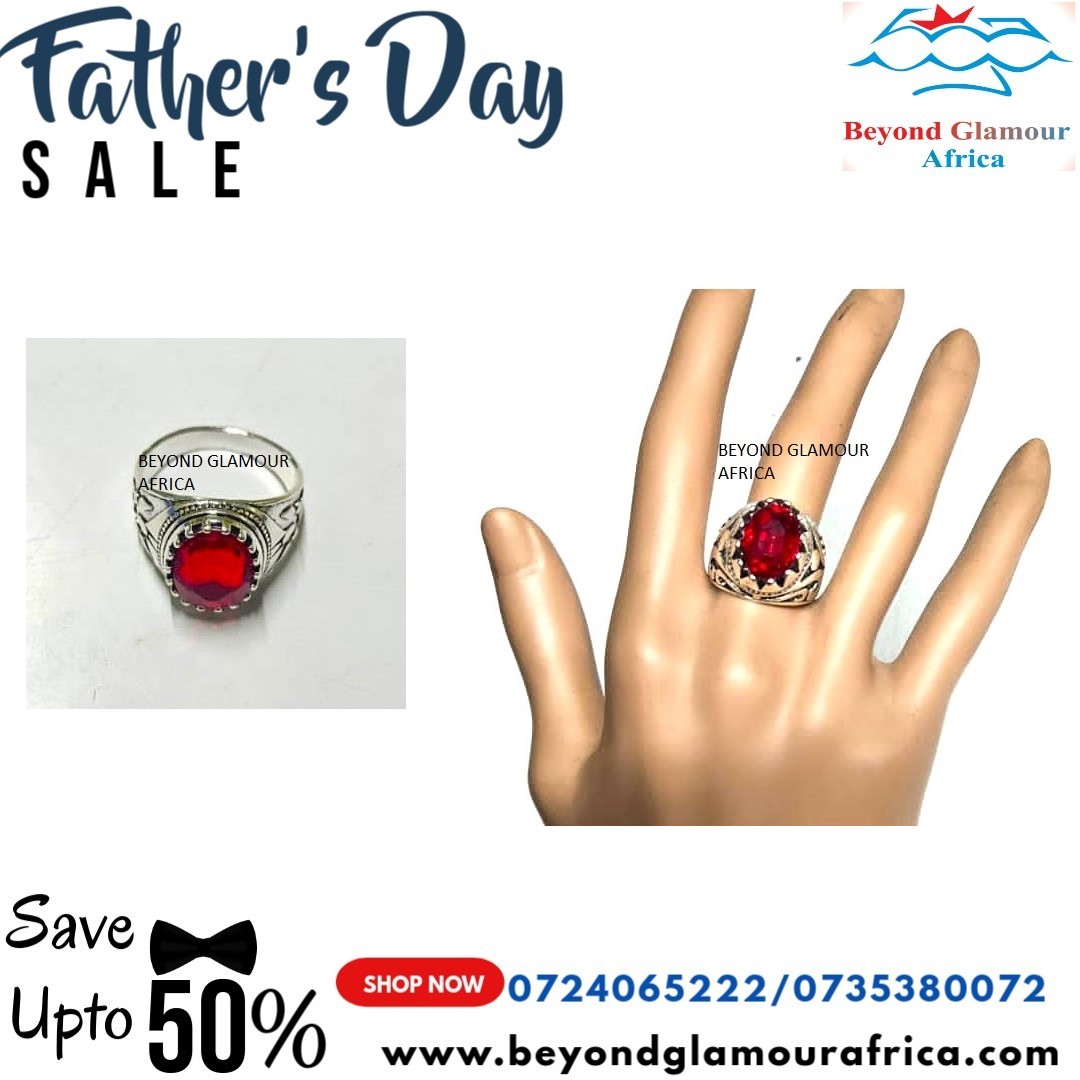 Men's red silver ring very fashionable to have