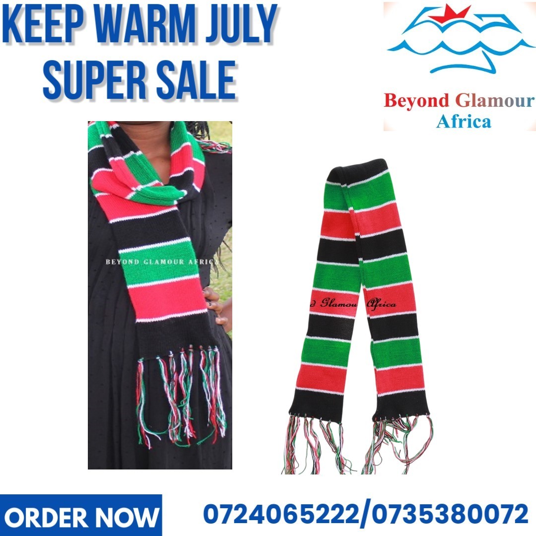 A Kenyan knitted scarf very fashionable to have