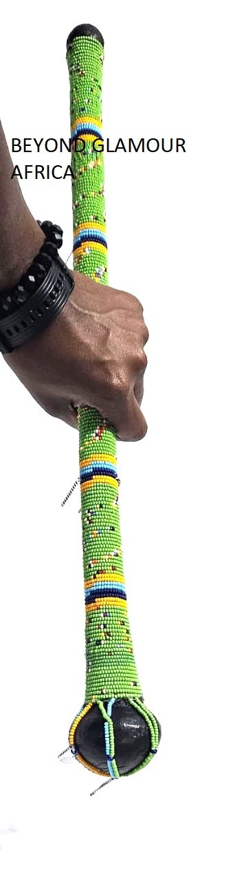 green multicolor beaded rungu