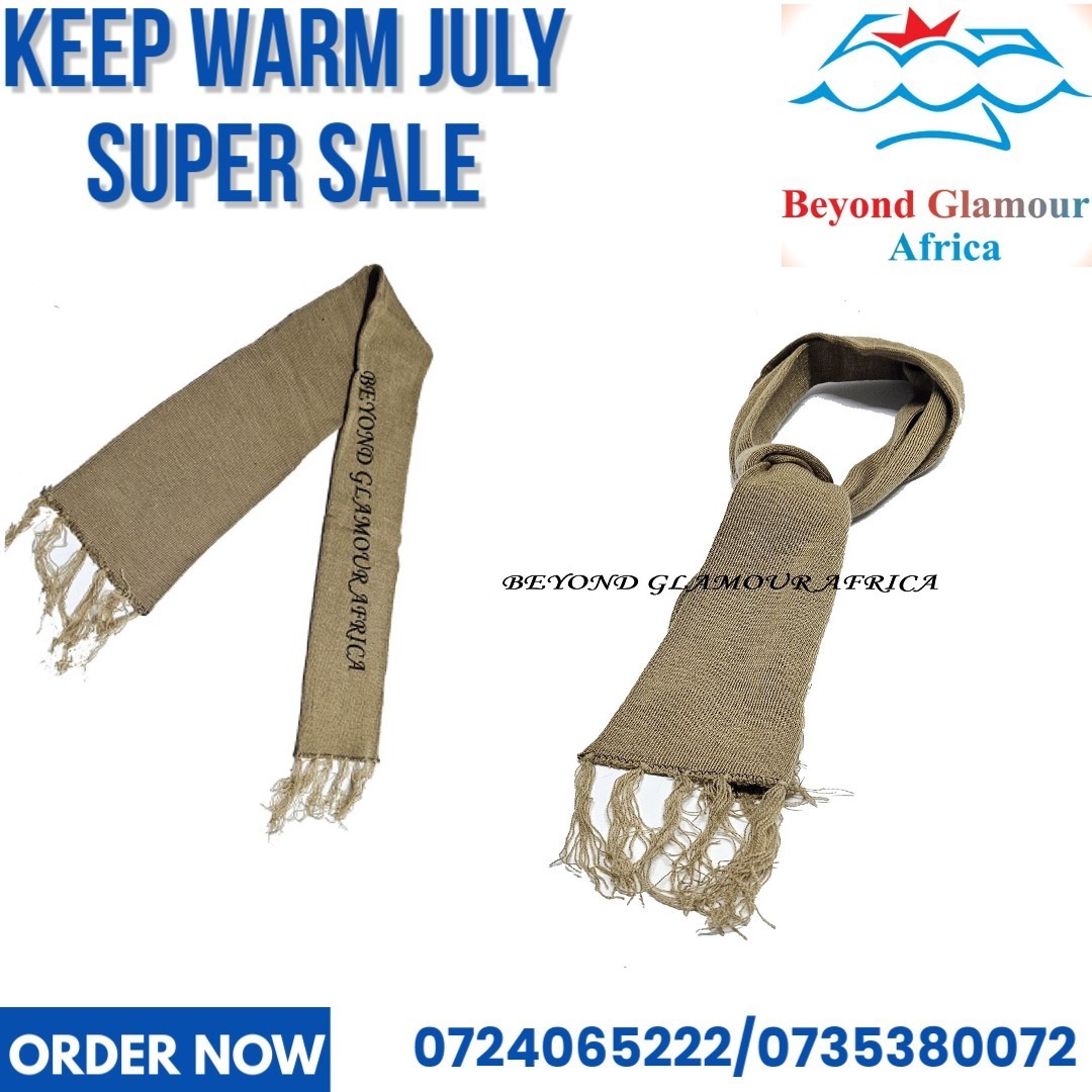 A brown knitted scarf very fashionable to have