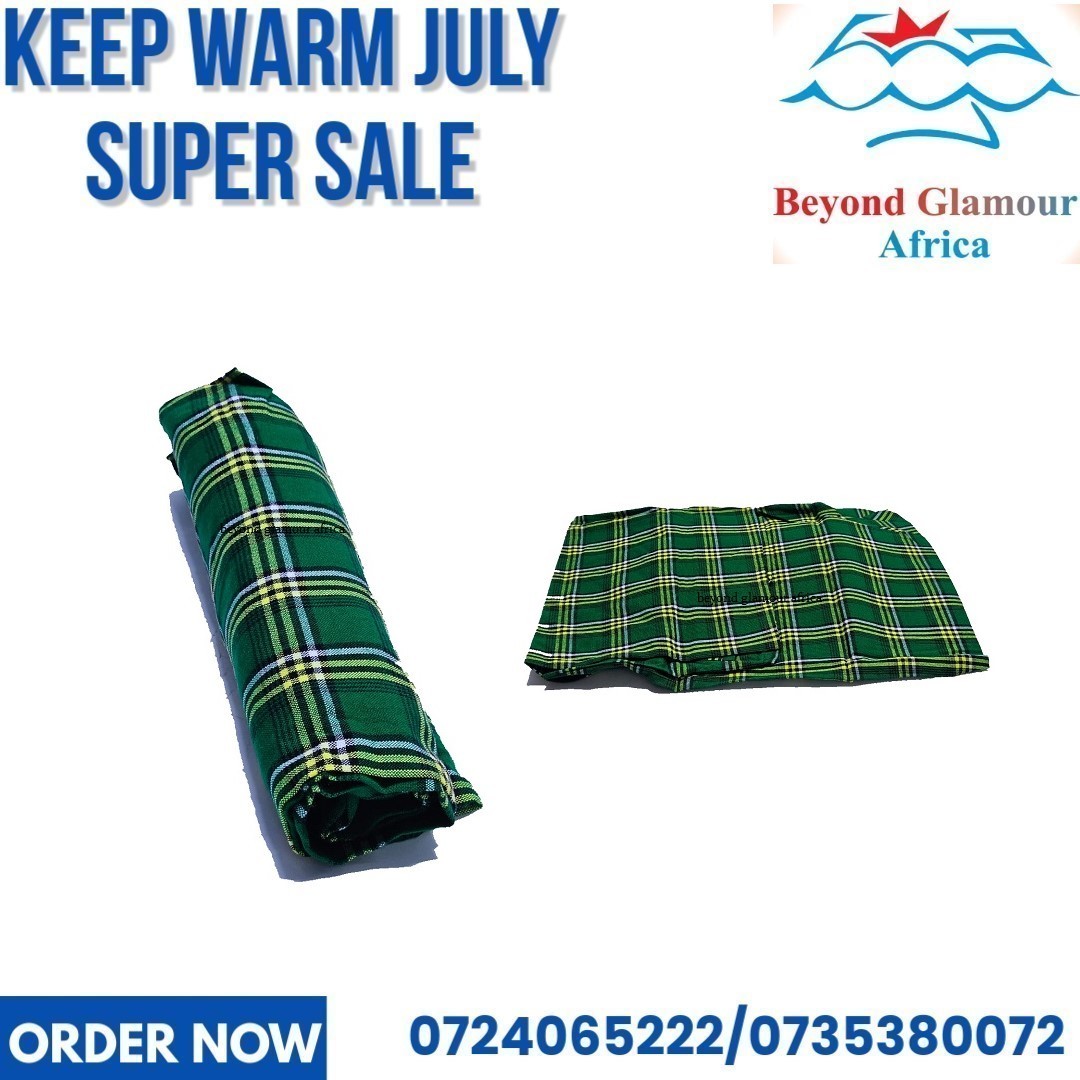 A green checked maasai shuka very warm to have
