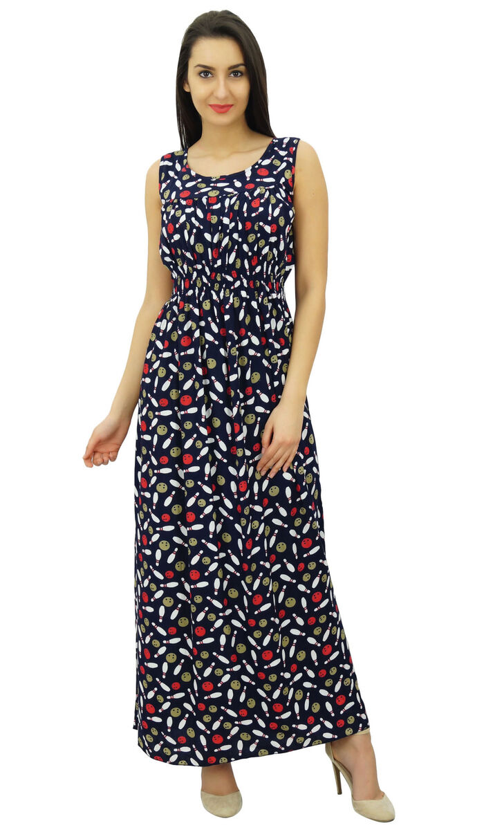 Bimba Women's Casual Bowling Print Maxi Dress - Effortless Style for Every Occasion
