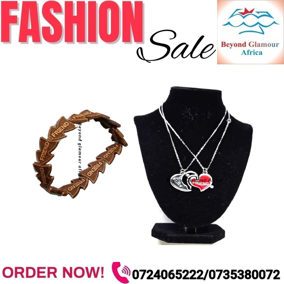 A couple friend silver necklace and a single friend bracelet combo