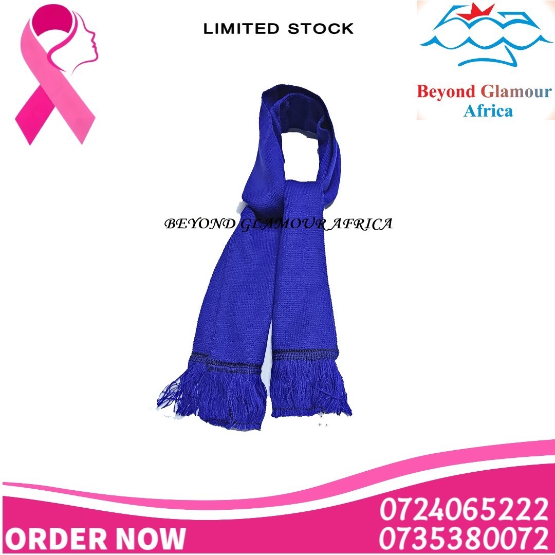 A blue knitted scarf easy and comfortable to wear
