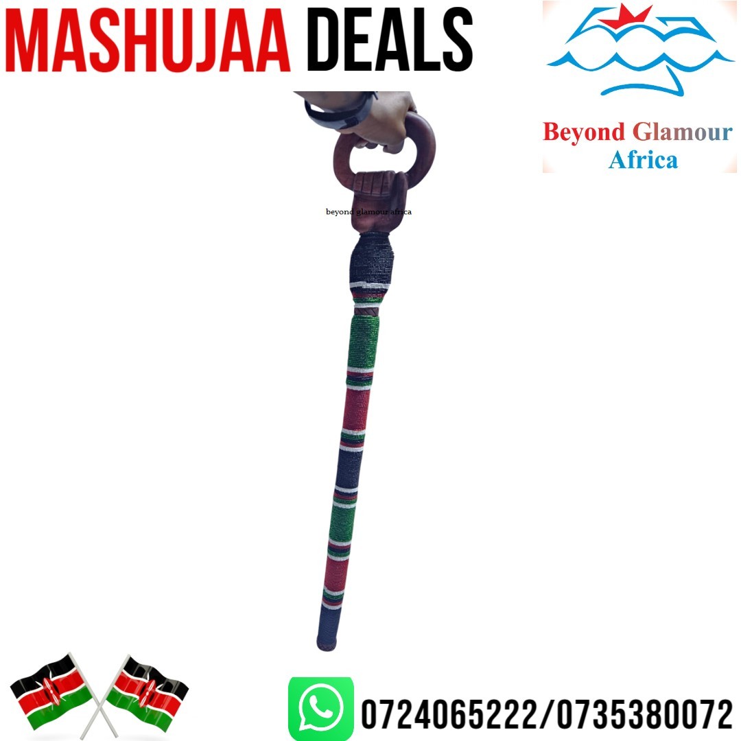 A kenyan beaded brown walking stick