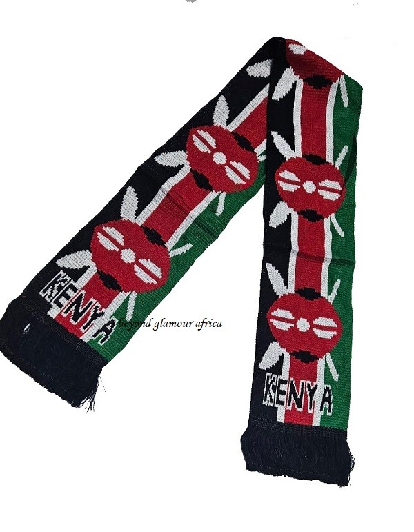 A brown leather waist bag and a Kenyan knitted scarf combo