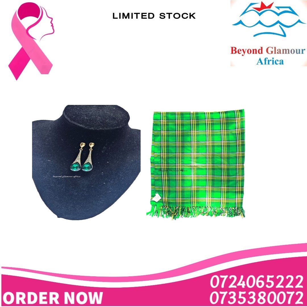 Ladies green shawl and matching green fashion combo