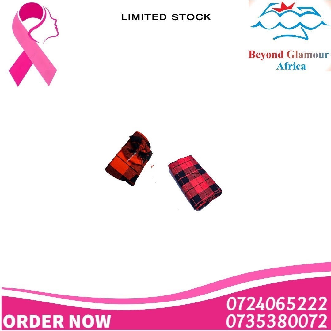 A black and red maasai shuka and a matching maasai cloth clutch bag combo