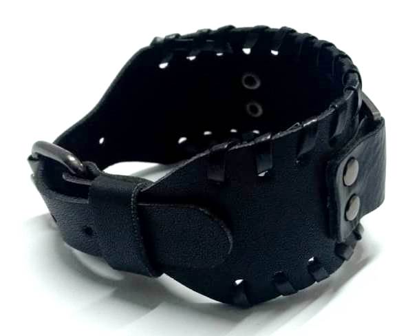 bold leather engraved bracelet for men