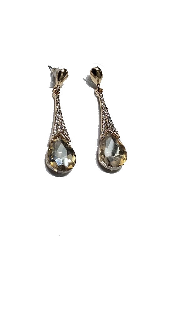 A drop down crystal colorless earrings
