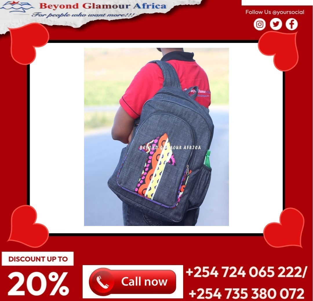 A customized unique and fashionable back pack bag with a bottle holder