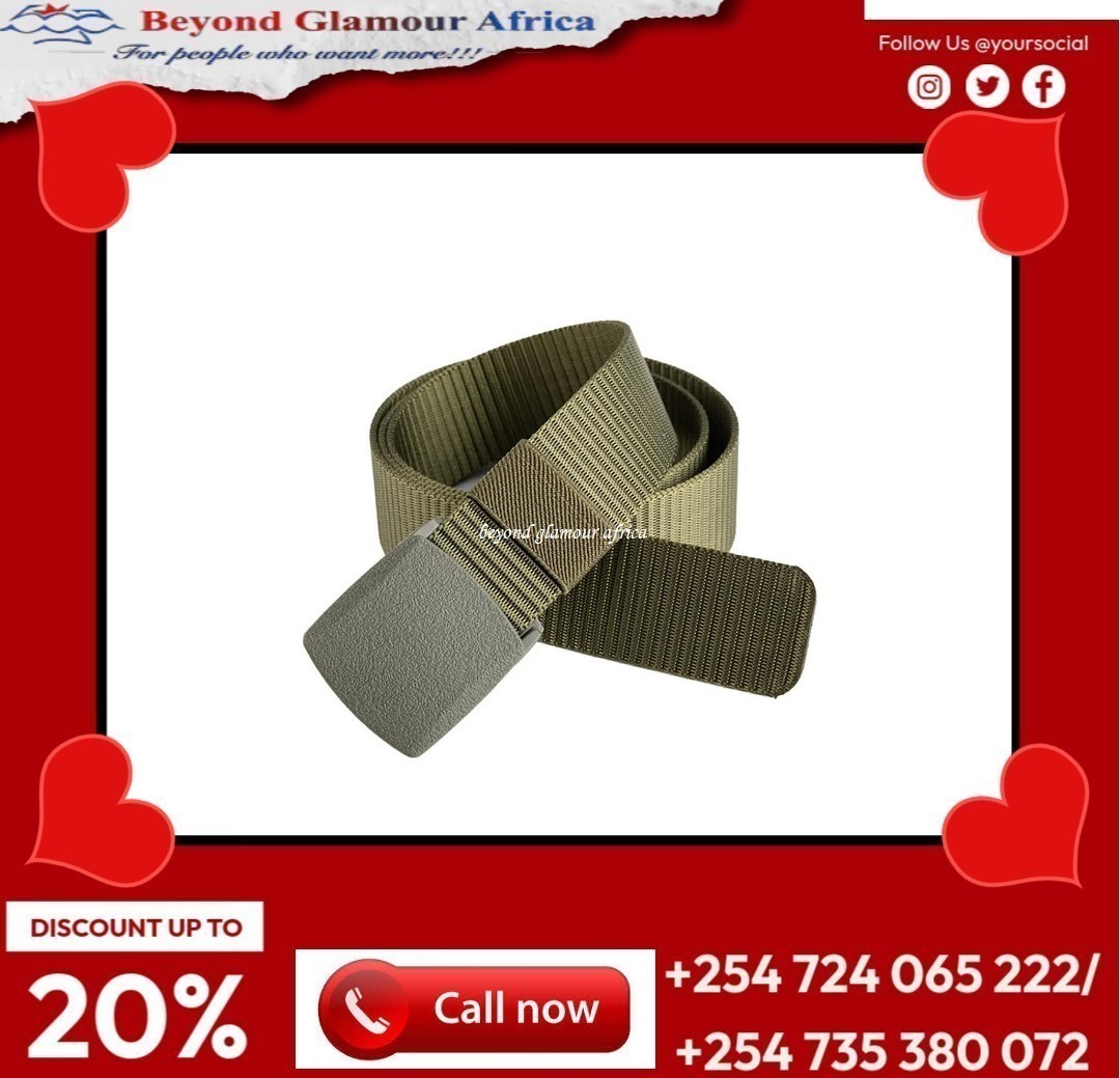 Men's genuine army green canvas belt very easy and comfortable to wear