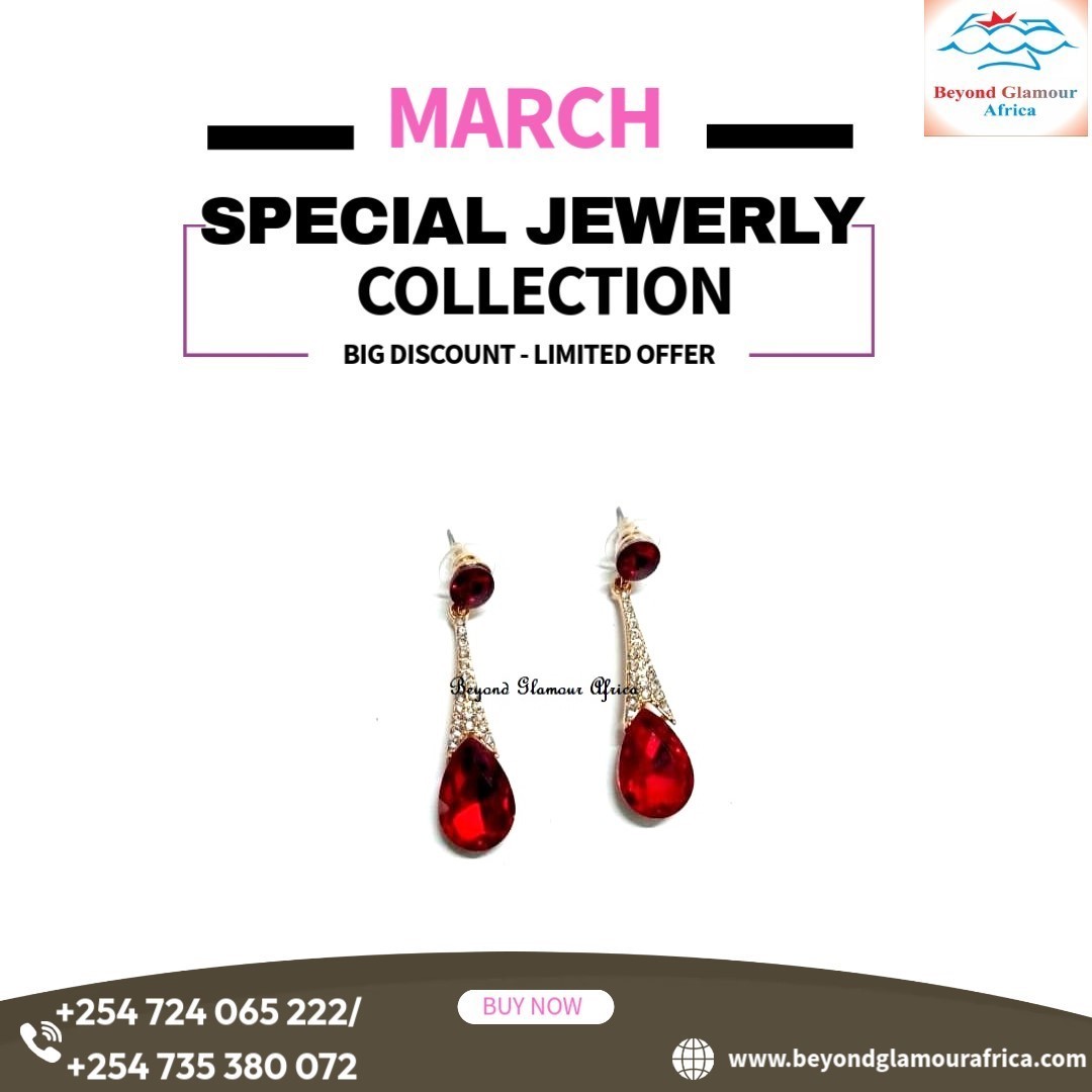 A red crystal dropdown fashion earrings very fashionable