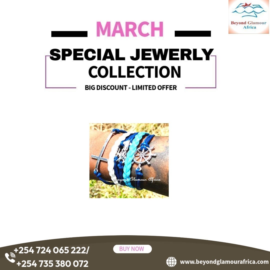 A blue multi layered ladies leather bracelet very fashionable