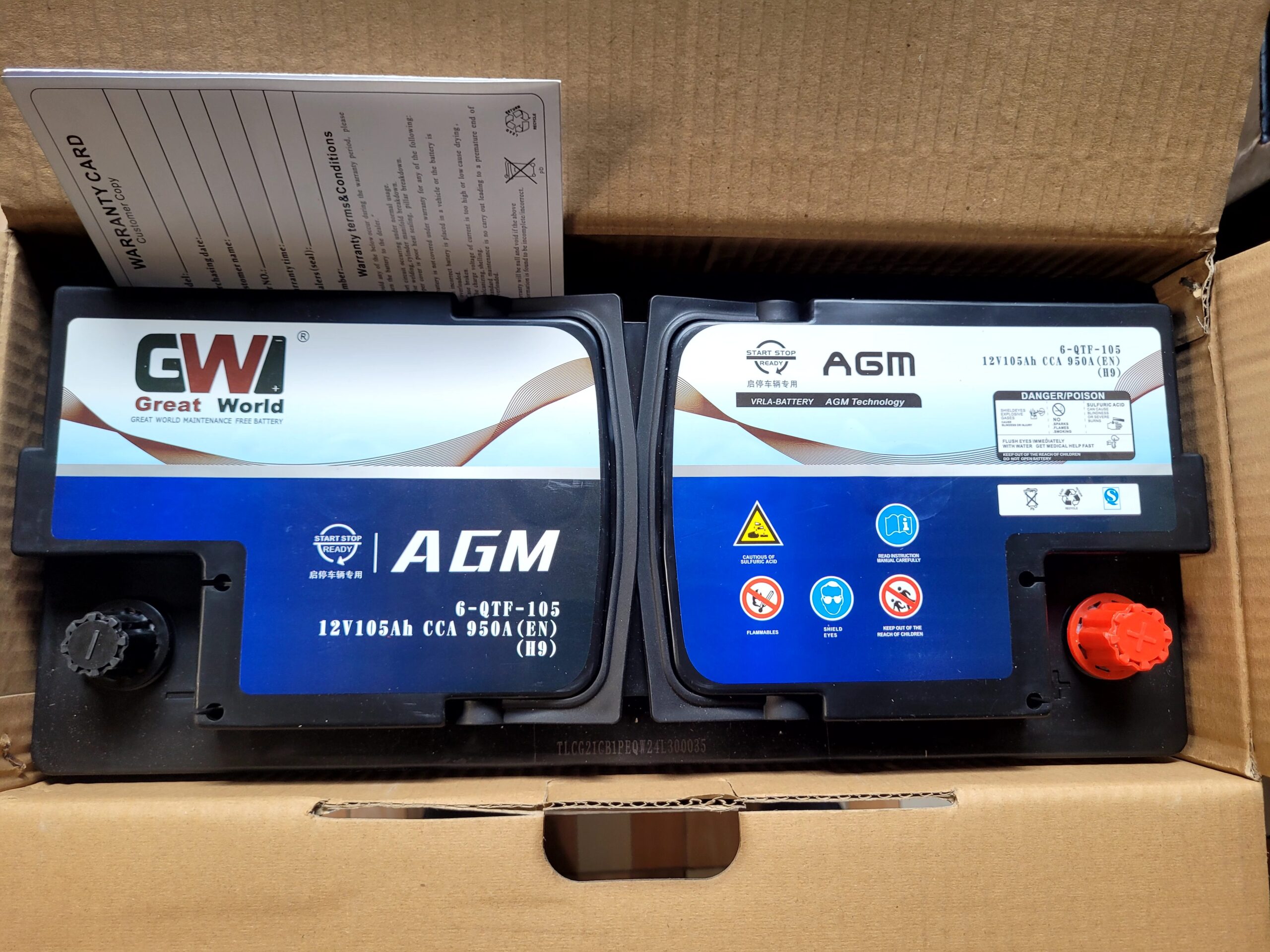 GW H9 VRLA din 105 AGM start - stop car battery