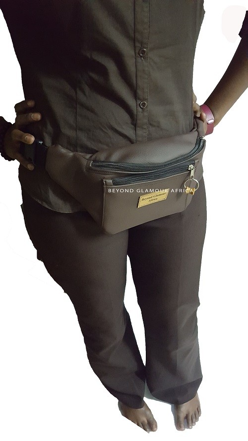 A brown leather waist bag