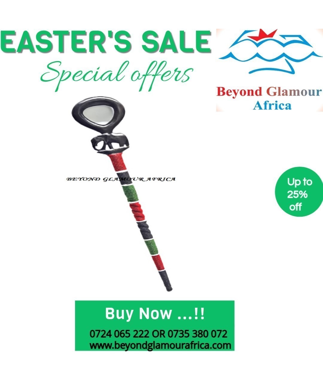 A customized beaded walking stick very fashionable and durable