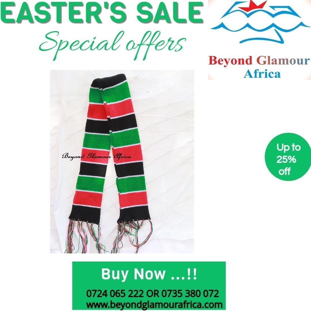 A Kenyan knitted scarf very fashionable and classic to have