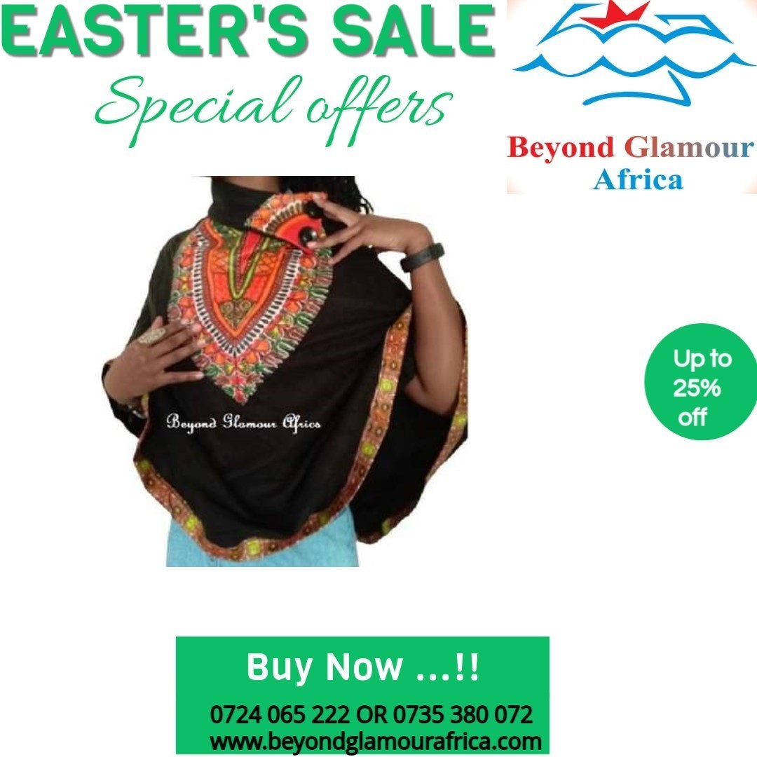 Women black Ankara poncho easy and comfortable to wear