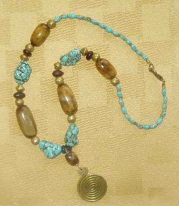 African Turquoise and Bone Necklace