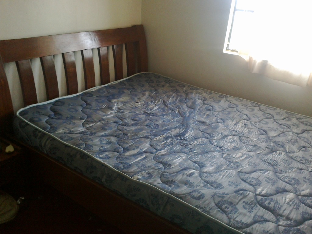 Beech double bed and two bedside cabinets