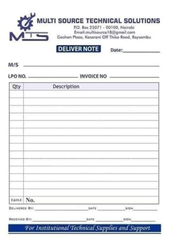 Design & Print of Receipt book ,Invoice book , Delivery book