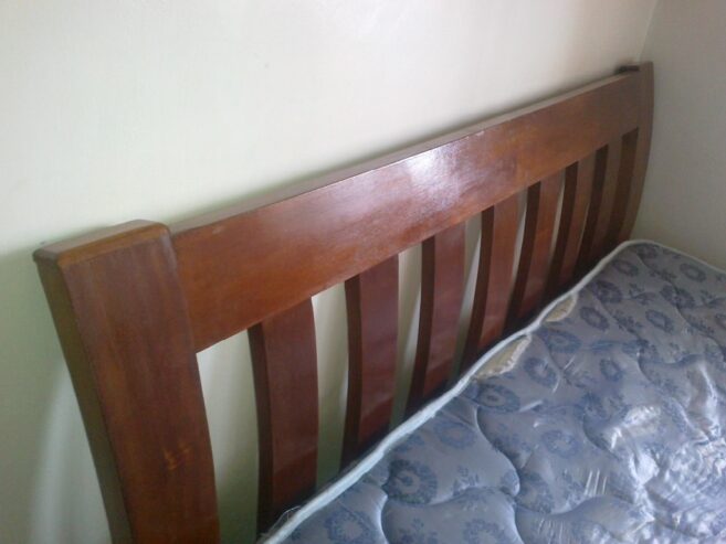 Beech double bed and two bedside cabinets