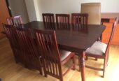 Natural finish 8 Seater Mahogany Wood Dining Table