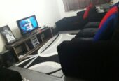 sued black material seats, with high density quality cushions.