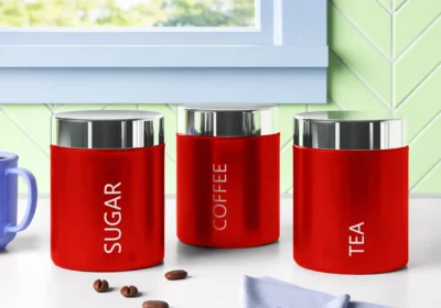 Set-of-3-Red-Enamel-Tea-Coffee-Sugar-Canisters